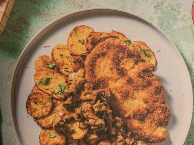 Schnitzel Jäger Art, Mit Blechkartoffeln und Pilzrahm von Fiedle | Hochgeladen von: Fiedlerin