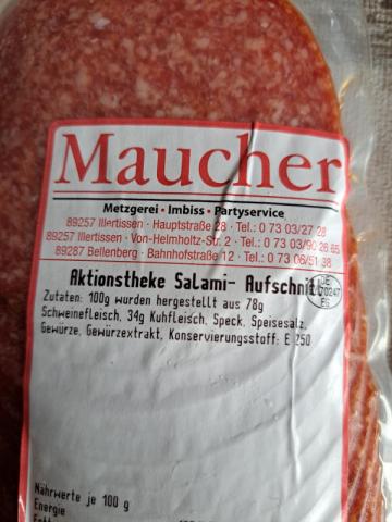 Salami Aufschnitt, hergestellten  sid 78g Schwein und 34g Kuh ,S | Hochgeladen von: Sachsenbube