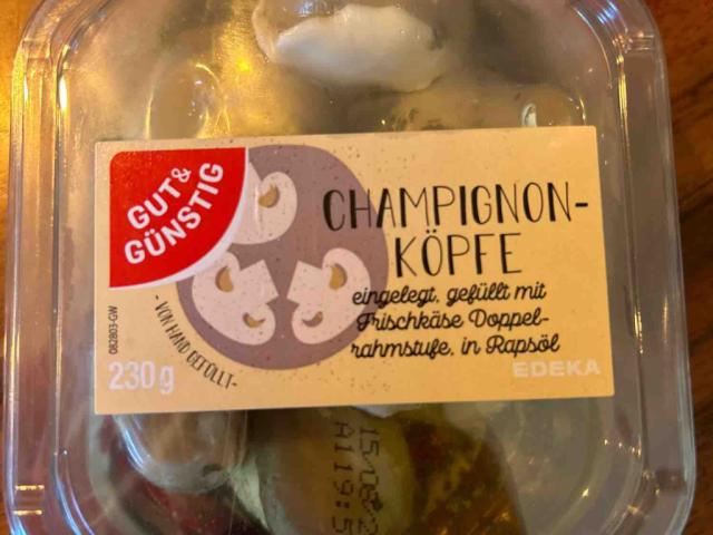 Champignon-Köpfe,, eingelegt, gefüllt mit Frischkäse Doppelrahms | Hochgeladen von: nigg3