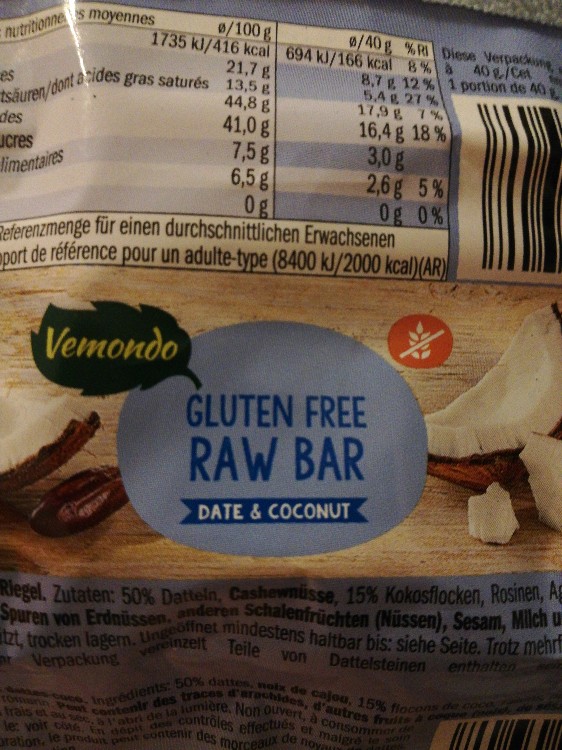 Gluten Free Raw Bar, Date & Coconut von p.ia | Hochgeladen von: p.ia