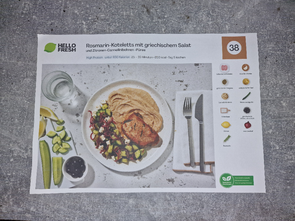 Rosmarin-Koteletts mit griechischem Salat, und Zitronen-Cannelli | Hochgeladen von: MerlinK