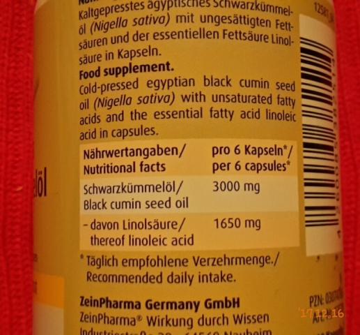 Ägyptisches Schwarzkümmelöl, Zein Pharma, fermentiert &  | Hochgeladen von: Enomis62