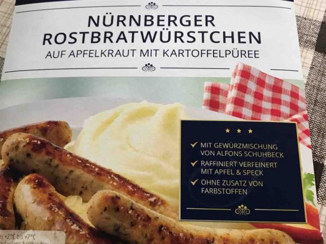Nürnberger Rostbratwürstchen auf Apfelkraut mit Kartoffelpüree v | Hochgeladen von: Fettmann