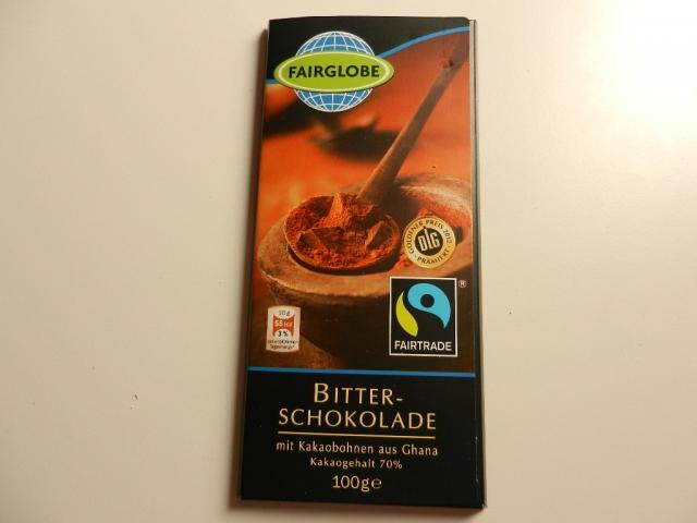 Fairglobe Bitterschokolade 70 % Kakaogehalt | Hochgeladen von: maeuseturm