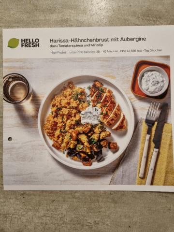 Harissa-Hähnchenbrust mit Aubergine, mit Tomatenquinoa und Minzd | Hochgeladen von: Chilly123