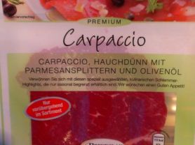Carpaccio, mit Parmesansplittern und Olivenöl | Hochgeladen von: tredici