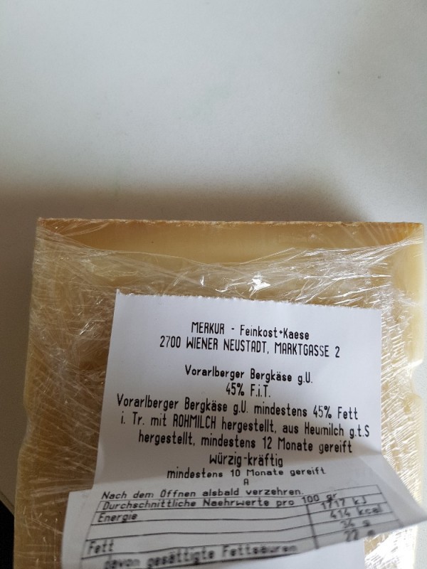 Vorarlberger Bergkäse, 45% F. i. T. von MrBurnz | Hochgeladen von: MrBurnz