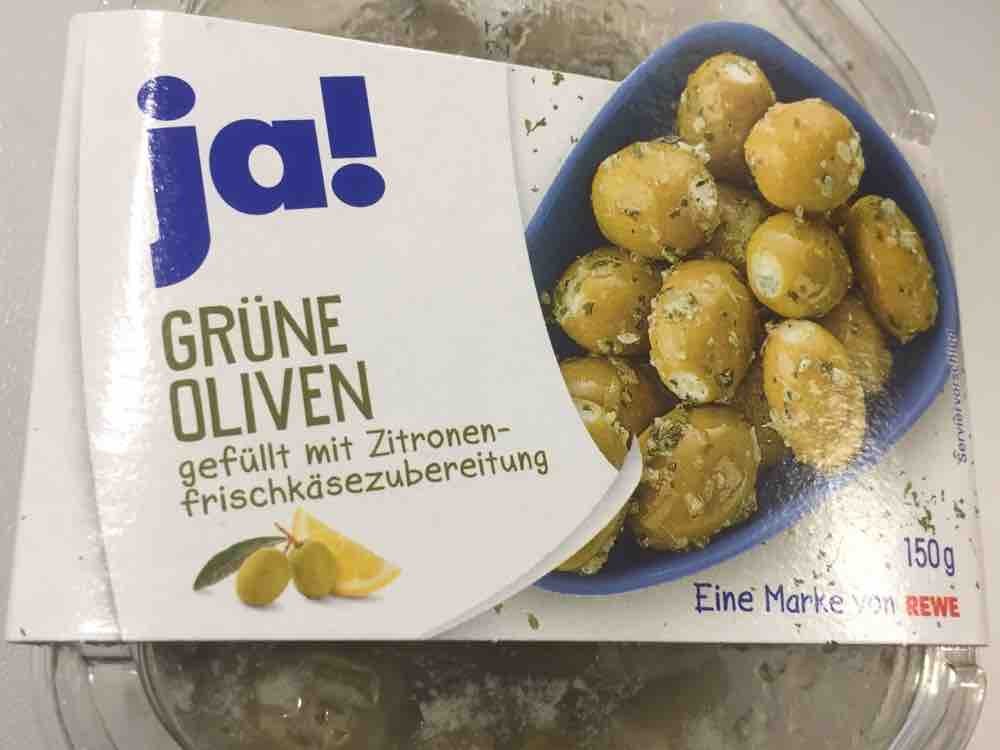 Ja Grune Oliven Gefullt Mit Zitronen Frischkasezubereitung Kalorien Neue Produkte Fddb