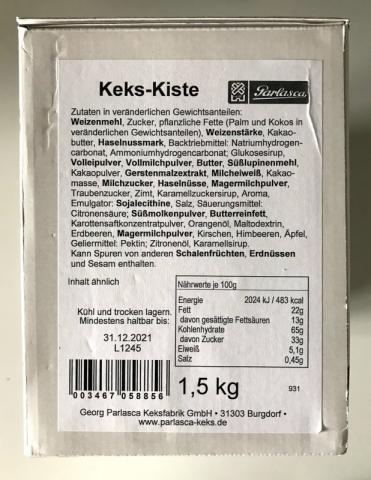 Keks-Kiste Zutatenliste | Hochgeladen von: rysk