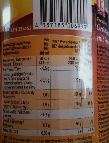 Premium Orangensaft mit Fruchtfleisch K-Classic, 100% Direkt | Hochgeladen von: Enomis62
