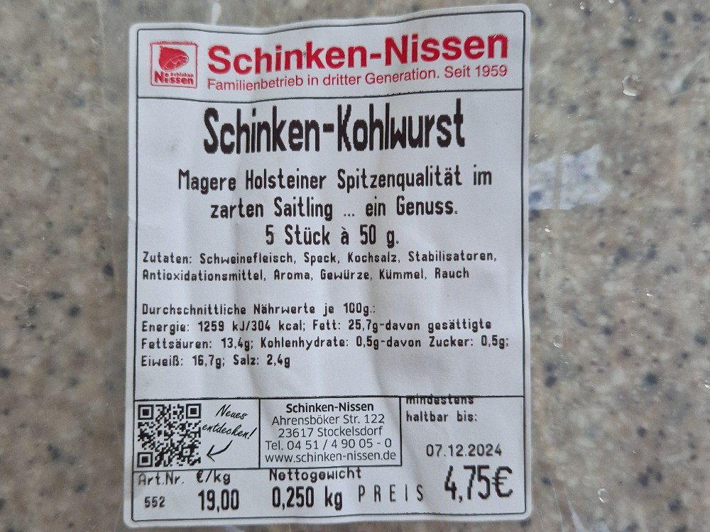 Nissen Schinken-Kohlwurst, 5 Stück à 50 Gramm von Steff67 | Hochgeladen von: Steff67