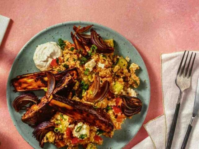 Honig-Harissa-Aubergine auf buntem Quinoa von Lari91 | Hochgeladen von: Lari91