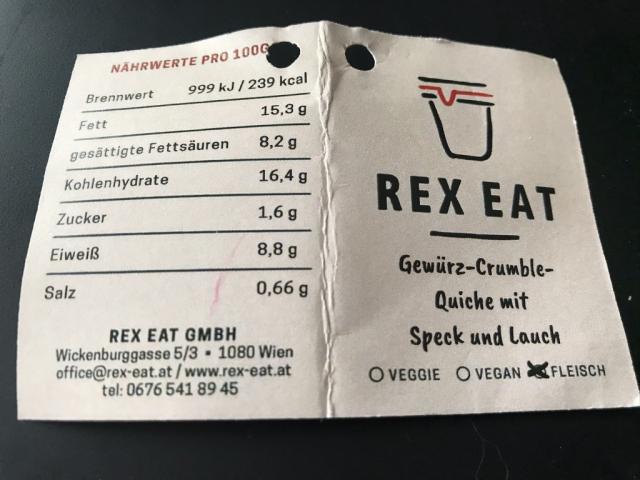 Rex Eat: Gewürz-Crumble-Quiche mit Speck und Lauch | Hochgeladen von: chriger