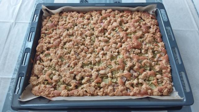 Blechkuchen mit Rhabarber und Streusel, süß | Hochgeladen von: Nini53