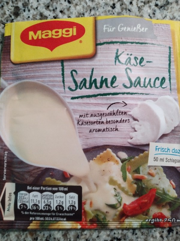 Käse-Sahne Sauce, unzubereitet (Nettogewicht p.P. 43 Gramm) von  | Hochgeladen von: hexen