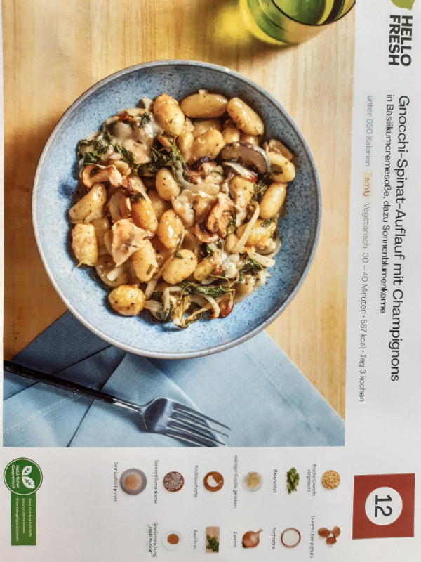 Hello Fresh Gnocchi-Spinat-Auflauf mit Champignons, in Basilikum | Hochgeladen von: Hannah Sprungk