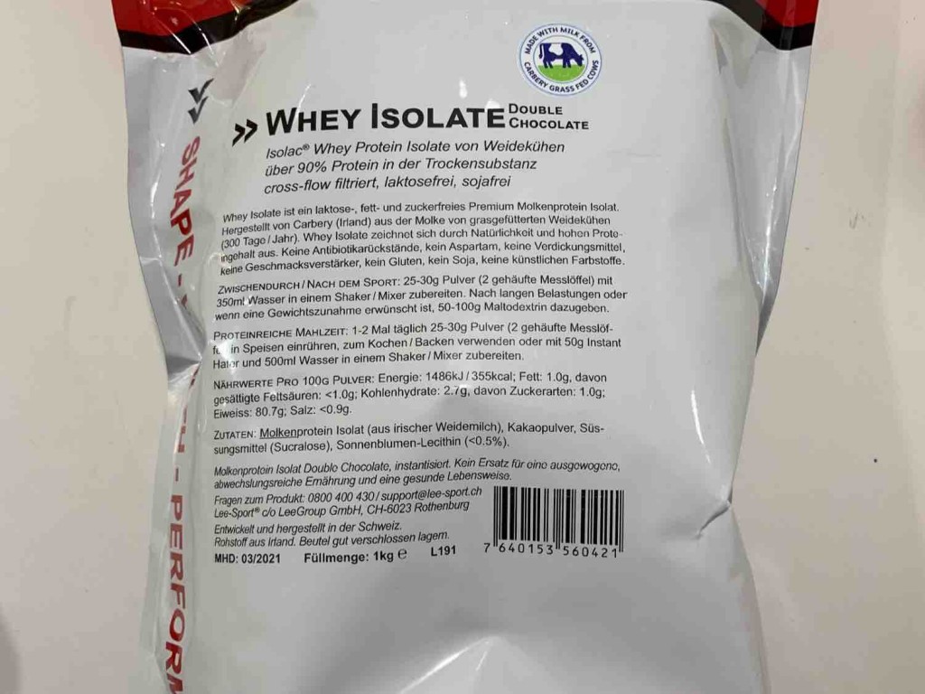 Whey Isolat Double Chocolate Lee Sport  von mschmidli | Hochgeladen von: mschmidli