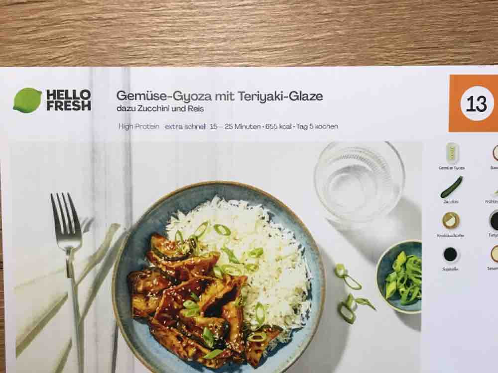 Gemüse-Gyoza mit Teriyaki-Glaze, dazu Zucchini und Reis von Eloc | Hochgeladen von: Elocin2015