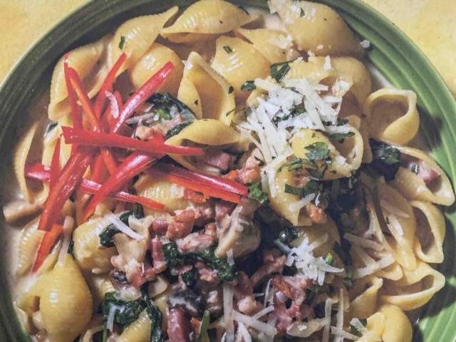 One-Pot-Pasta mit Champignons, Bacon und Babyspinat von mmelchar | Hochgeladen von: mmelchart