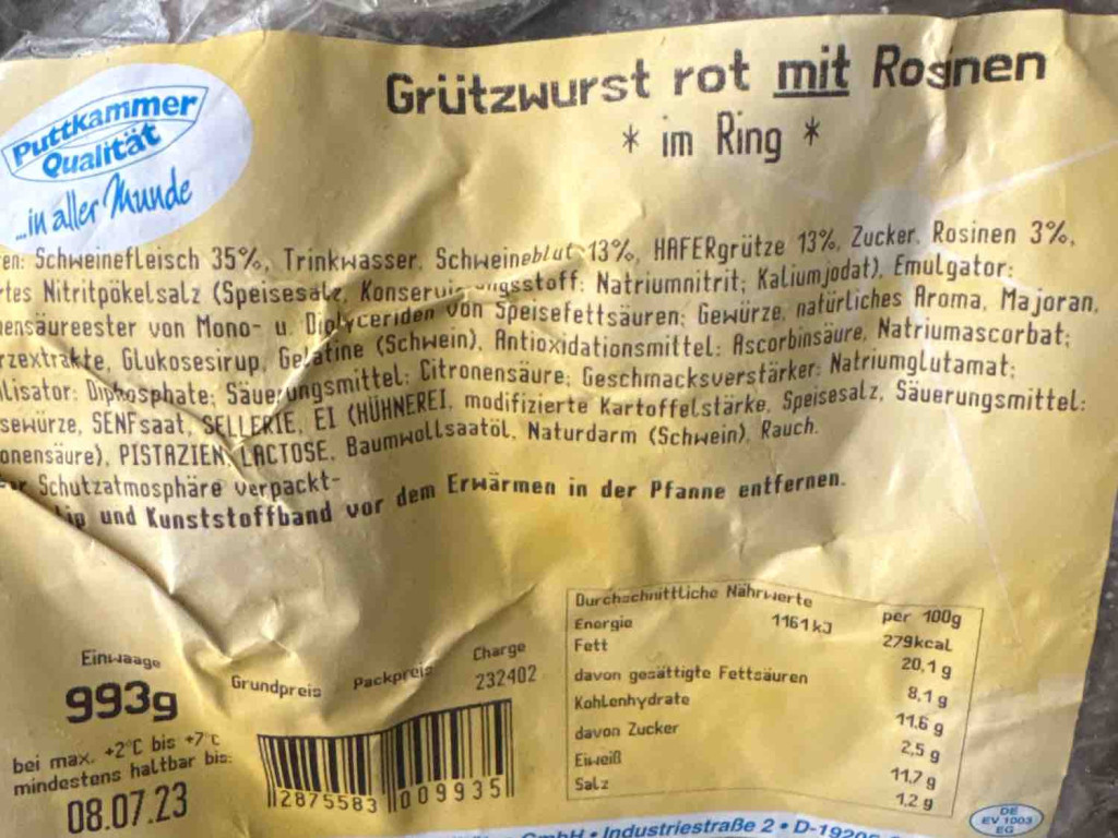 Grützwurst, rot mit Rosinen von Urmel1305 | Hochgeladen von: Urmel1305