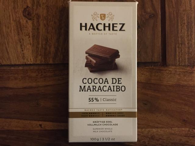 Hachez cocoa de maracaibo Classic 55,5%, Edel-Vollmilchschok | Hochgeladen von: rks
