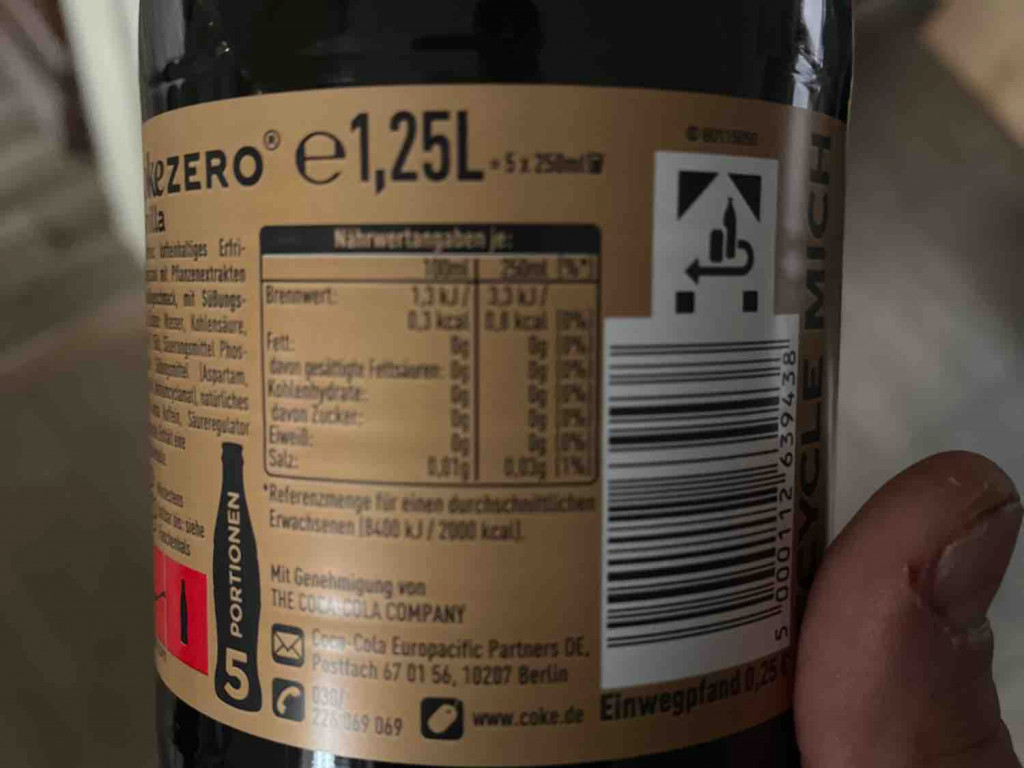 CocaCola, Cola Zero Vanille Kalorien Neue Produkte Fddb