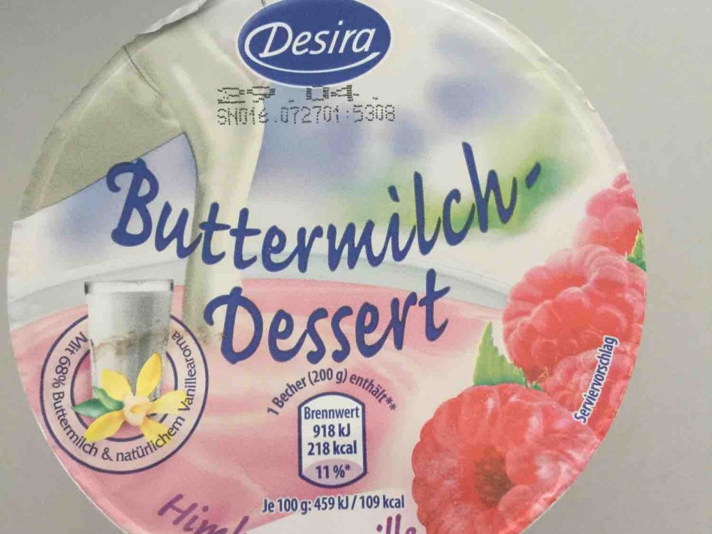 Desira Buttermilch Dessert Himbeer Vanille Kalorien Joghurt Fddb