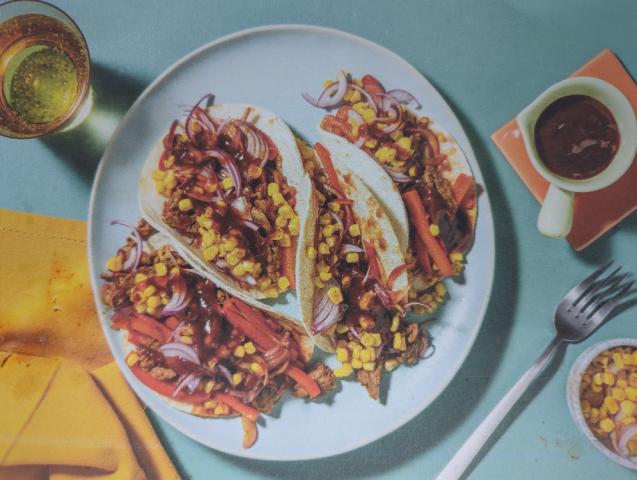 BBQ Tacos mit veganem Schawarma, dazu Limetten-Mais-Salsa und Pa | Hochgeladen von: step2live