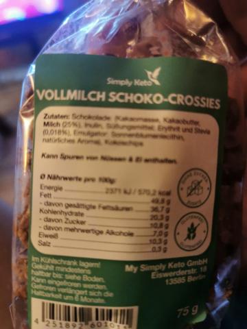 Simply Keto Schoko Crossies, Vollmilch by cannabold | Uploaded by: cannabold