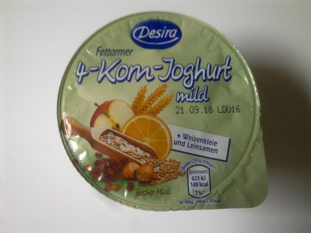 Fettarmer 4-Korn-Joghurt mild + Weizenkleie und Leinsamen, B | Hochgeladen von: Comedus