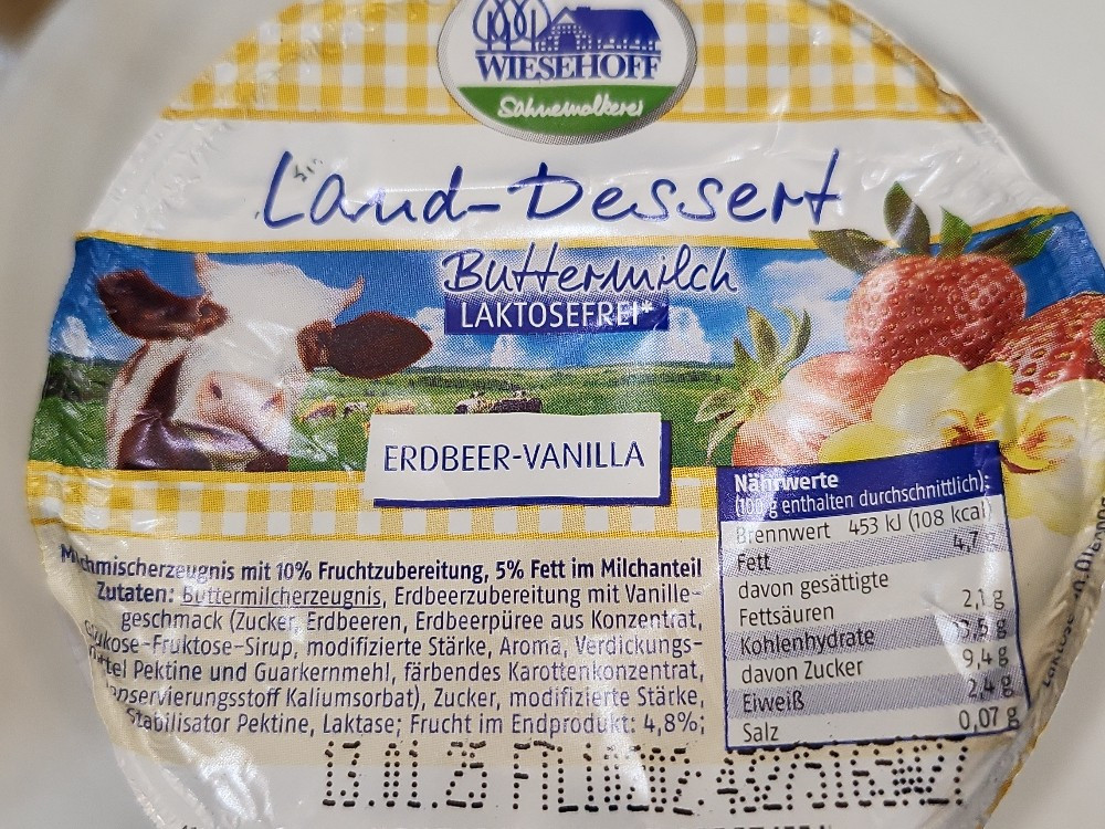 Land-Dessert Buttermilch, laktosefrei, Erdbeer-Vanille von Sakas | Hochgeladen von: Sakashina