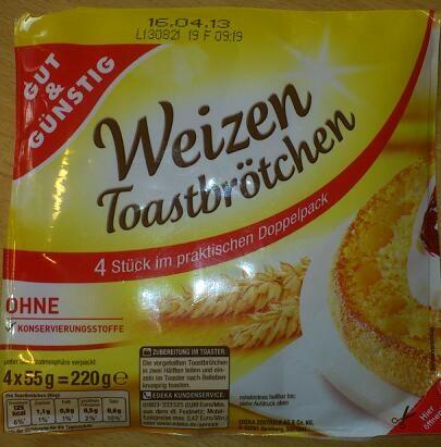 GUT & GÜNSTIG Weizen Toastbrötchen, 4 Stück im praktisch | Hochgeladen von: leahciM