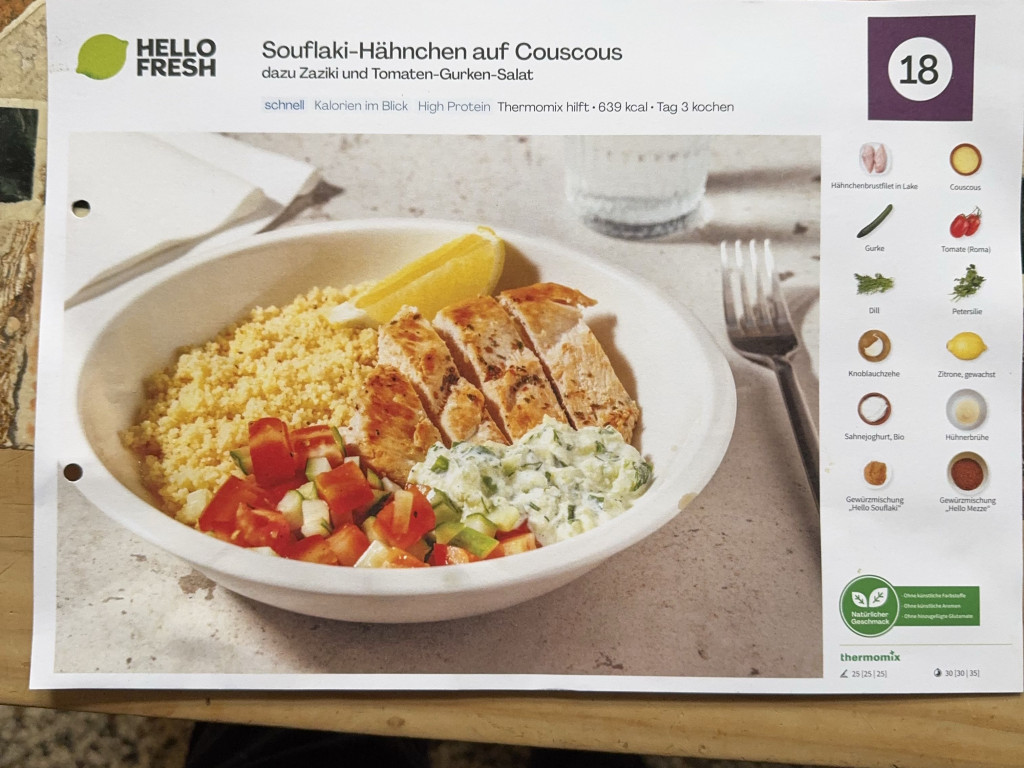 Souflaki Hähnchen auf Couscous (Hello Fresh), Hello Fresh von ma | Hochgeladen von: mathiaswirdduenn