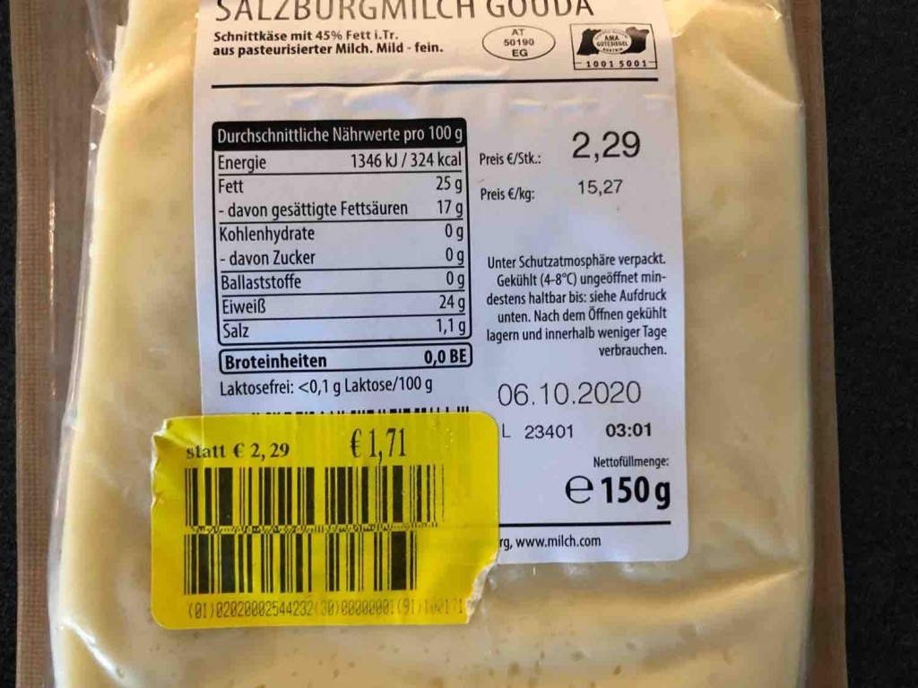 Salzburgmilch Gouda, Schnittkäse mit 45%Fett in Tr von CHER | Hochgeladen von: CHER