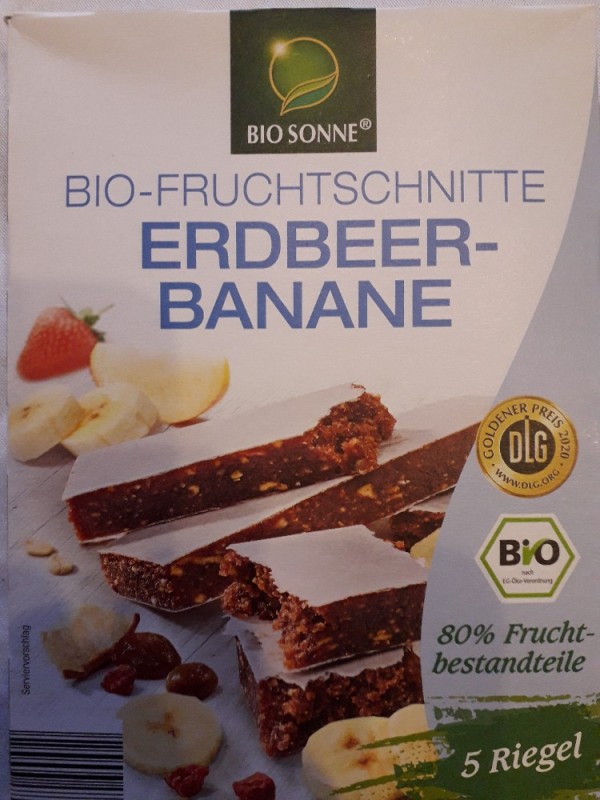 Bio Sonne, Bio-Fruchtschnitte Erdbeer-Banane Kalorien - Fruchtriegel - Fddb