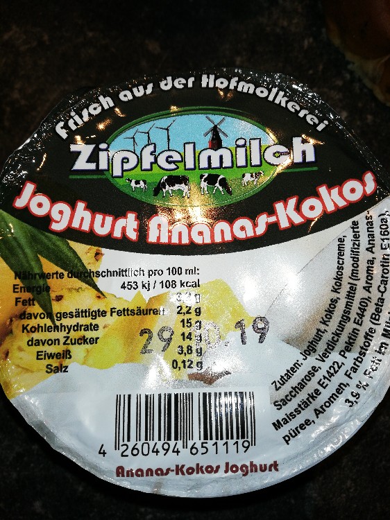 Joghurt Ananas-Kokos, 3,9% von hibu | Hochgeladen von: hibu