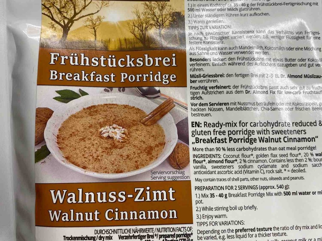 Frühstücksbrei Walnuss-Zimt, Trockenmischung von habeju | Hochgeladen von: habeju