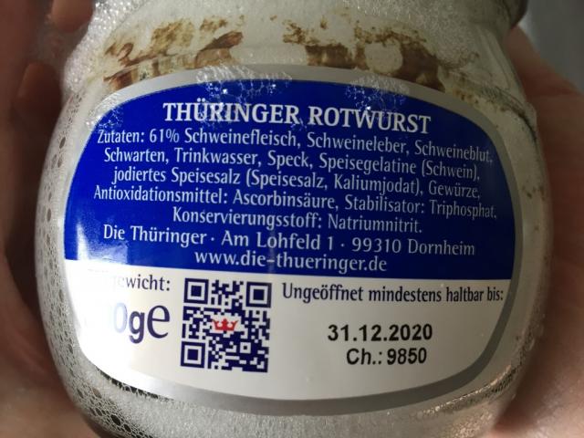 Thüringer Rotwurst , Schweineleber | Hochgeladen von: rks