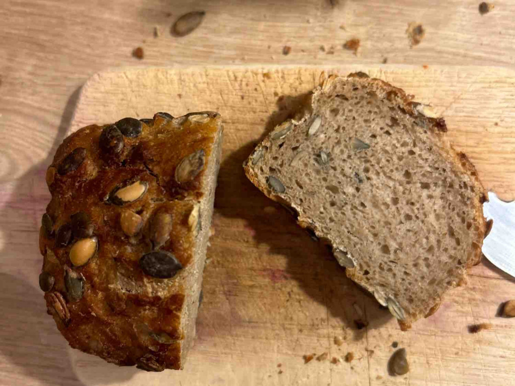 Kartoffel Kürbnisbrot, Weizenmischbrot mit 12% Kürbniskernen, 6% | Hochgeladen von: fittami