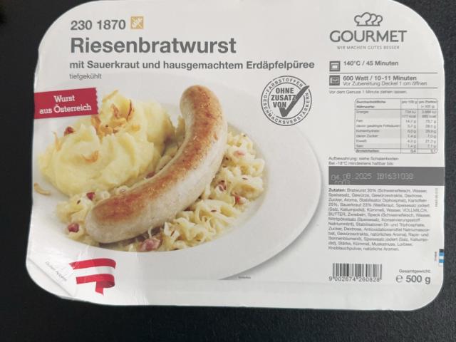 Riesenbratwurst mit Sauerkraut u Kartoffelpüree von Liz168 | Hochgeladen von: Liz168