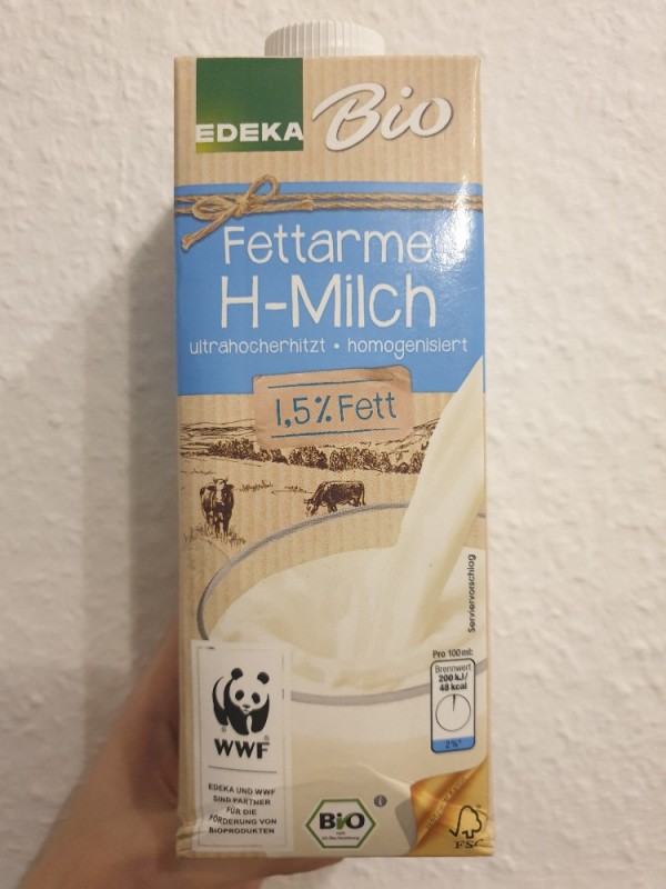 Edeka Bio Bio Wertkost Fettarme H Milch 1 5 Fett Kalorien Milch Milcherzeugnisse Fddb