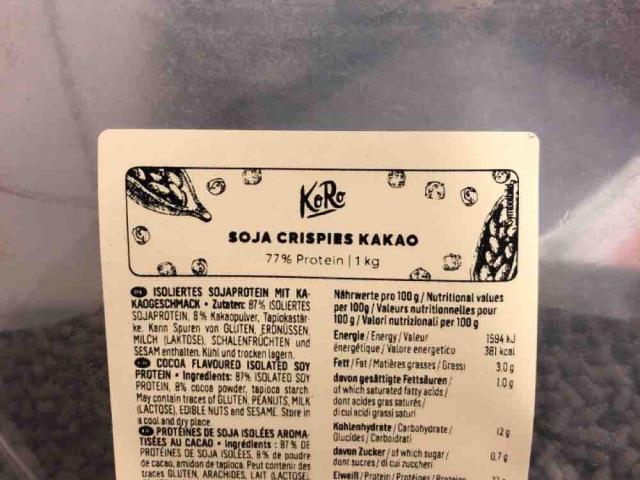 Calories in Soja Crispies by Koro and Nutrition Facts