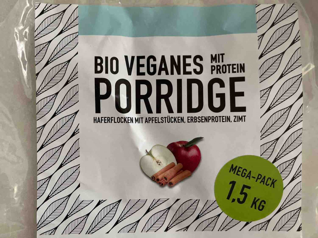 Bio veganes Porridge, Haferflocken mit Apfelstücken, Erbsenprote | Hochgeladen von: Glückskeks