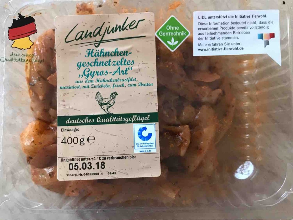 Landjunker H Hnchen Geschnetzeltes Gyros Art Kalorien Neue Produkte Fddb