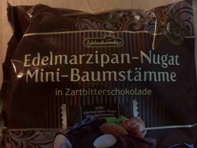 Edelmarzipan, Nugat Mini-Baumstämme in Zartbitterschokolade von  | Hochgeladen von: mkuehrt