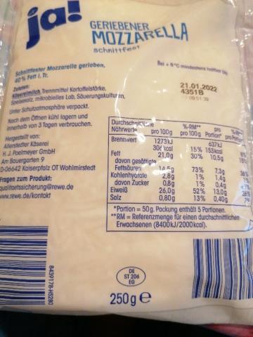 Geriebener Mozzarella, 40% Fett von frmau65 | Hochgeladen von: frmau65