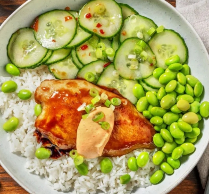 Hello Fresh Teriyaki Vegan Chick-Eria Filet Bowl mit Edamame von | Hochgeladen von: ibinsnet598