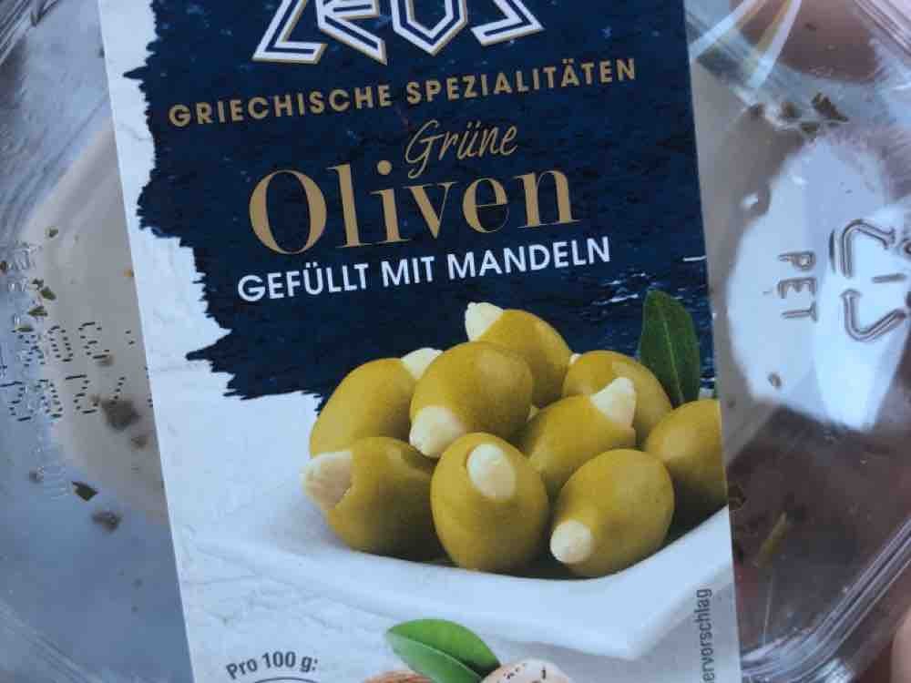 Zeus, grüne Oliven , gefüllt mit Mandeln Kalorien - Konserven - Fddb