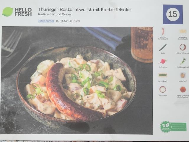 Thüringer Rostbratwurst mit Kartoffelsalat, Radieschen und Gurke | Hochgeladen von: Befei Thüringer Rostbratwurst mit Kartoffelsalat, Radieschen und Gurke | Hochgeladen von: Befei