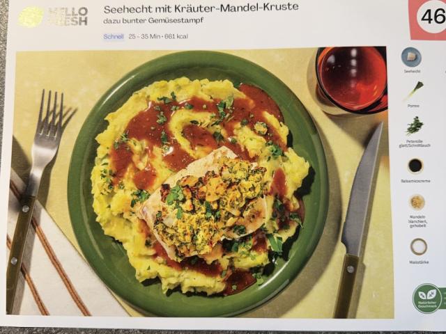 Seehecht mit Kräuter-Mandel-Kruste dazu bunter Gemüsestampf von | Hochgeladen von: Luuup Seehecht mit Kräuter-Mandel-Kruste dazu bunter Gemüsestampf von | Hochgeladen von: Luuup